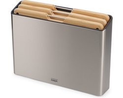 Joseph Joseph - Folio - 3 Bamboe Snijplanken - Stalen Houder - Zilver