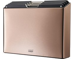 Joseph Joseph - Folio 4 Snijplanken in Stalen Houder Rose Gold - Polypropyleen - Roségoud