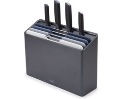 Joseph Joseph - Folio Plus 4 Snijplanken in Houder en 4 Messen Graphite - Polypropyleen - Grijs