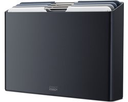 Joseph Joseph Folio™ Snijplankenset 4-delig – Large – Donkergrijs – Kleurgecodeerd – Met Opbergstand – RVS Handgrepen