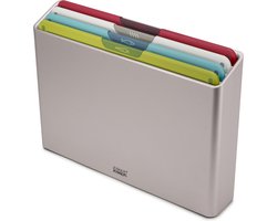 Joseph Joseph Folio™ Snijplankenset 4-delig – Large – Multikleur – Kleurgecodeerd – Met Opbergstand – RVS Handgrepen