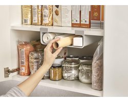 Joseph Joseph Keukenkastorganizer voor Aluminiumfolie, Huishoudfolie, Bakpapier en Zakjes – Ruimtebesparende Houder - Grijs - Medium