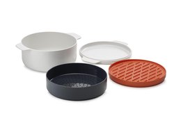 Joseph Joseph M-Cuisine Magnetron Kookset – 4-delige Stapelbare Set met Stoominzet, Grill en 2L Kookpot