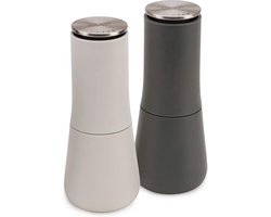 Joseph Joseph Milltop Zout- en Pepermolenset – Antiknoei Design – Instelbare maalgraad - Grijs – 2-delig