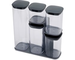 Joseph Joseph Slimme Voorraadbussen - Set van 5 Stuks - Grijs - Voedsel Bewaren