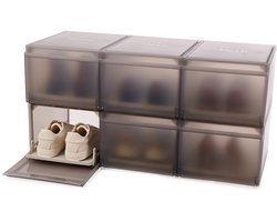 Joseph Joseph uitschuifbare schoenenboxen 6 stuks - Grijs - Stapelbaar | Uitschuifbaar