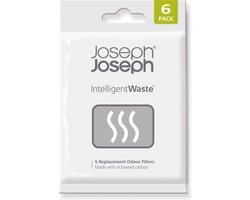 Joseph Joseph - Vuilensbak Carbon Geurfilter Set van 6 Stuks - Houtskool - Zwart