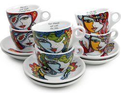 Josien Broeren - Kop 0,16 liter met schotel - Porselein - set van 6