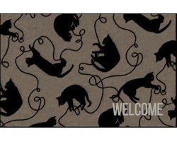 JoY@Mat Luxe indoor mat - Deurmat - Schoonloopmat - Droogloopmat - Playing Cat - 40cmx60cm - Polyamide