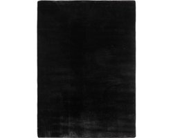 JOY Effen Soft Vloerkleed – 100% Polyester – Anti-Slip - Zwart- 120x160 CM