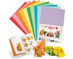 Joya Creative Gekleurd Papier 100pcs - 80 grams - Knutselpapier - A4 formaat - Inspiratieboek inbegrepen - 10 verschillende kleuren - Knutselen voor Kinderen en Volwassenen