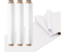 Joya Creative Set van 3 Blanco Tekenpapier Rollen 10 Meter per Rol – Papierrol Navulling voor Houten Tekenbord en Papierrolhouder – Totaal 30 Meter – Wit