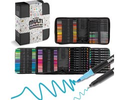 Joya Creative Set van 84 Stiften – Complete Tekenset voor Volwassenen met Twinmarkers, Alcoholmarkers, Brushpennen, Fineliners en Gelpennen – Inclusief Opbergetui – Multicolor