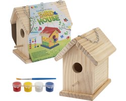 Joya Creative Vogelhuisje Schilderpakket - Knutselpakket voor Kinderen - Knutselen Meisjes - Zelf Bouwen en Schilderen - Houten Vogelhuisje voor in de Tuin