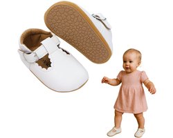 Joya Kids® Baby Schoentjes Wit Meisje | Witte Kinderschoenen met Rubberen Zool | Zomer en Winter Schoentjes Meisjes | Eerste Stapjes | Anti-Slip Zool | Imitatieleer | Voor Baby's van 6 tot 18 maanden | Maat 13 | 12-18 Maanden Oud