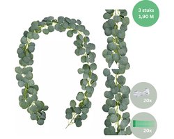Joya Party® Eucalyptus Slinger Versiering Set van 3 stuks | Feestversiering | Botanical Backdrop Planten Decoratie voor Woonkamer, Balkom & Feest | Kunstplant, Hangplant, Nepplant & Plant