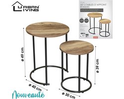 JOYA - Set van 2 moderne ronde bijzettafels - Ø30 x H39 cm en Ø40 x H49 cm