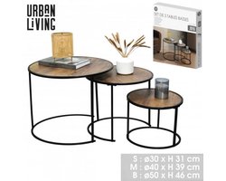 "JOYA" SET VAN 3 SALONTAFELS D30XH31CM, D40XH39CM EN D50XH46CM