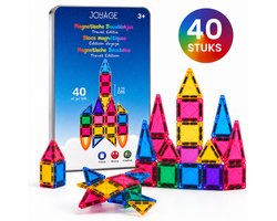 Joyage Mini magnetic tiles Travel set - 40 stk - Magnetische tegels Reisset - Reisspeelgoed Kinderspeelgoed 3 jaar 4 jaar 5 jaar 7 jaar 8 jaar - Jongens speelgoed 2 jaar kleuter Meisjes speelgoed 6 jaar voor onderweg - Sinterklaas cadeau sinterklaas