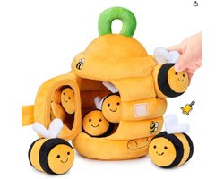 Joymaxx Baby Speelgoed 6 Maanden tot 12 Maanden - Sensorisch Pluche Bijenkorf Speelgoed voor Baby 1 jaar 2 jaar - Rammelaar, Knisperpapier, Spiegel - Montessori Speelgoed voor Peuters van 0-2 jaar - Sinterklaas Cadeautjes Baby