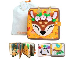 Joymaxx Montessori Busy Board - Baby Speelgoed 1 jaar - Activiteitenboek voor Peuters - Sensorisch Speelgoed 6 maanden tot 2 jaar - Montessori Speelgoed voor Onderweg - Cadeau Meisjes 18 maanden