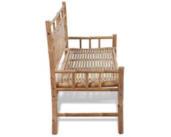 JOYNEXTBUY - Bamboe Tuinbank 120 cm - 2-zits Tuinbank van Bamboe - Weerbestendige Bank voor Tuin, Balkon en Terras - Naturel Set