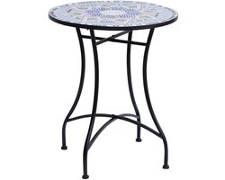 JOYNEXTBUY - Bijzettafel - Mozaïk - Tuintafel - Buitentafel - Rond - Keramisch Bord - Weersbestendig - 60cm x 71xm - Multicolor