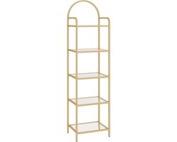 JOYNEXTBUY - Boekenkast - Wandkast - Opbergkast - Stellingkast - Displaykast - Glazen planken - Opbergrek - Opbergstelling - 30 x 40 x 155 cm - Goud