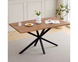 JOYNEXTBUY - Eettafel - Dinertafel - Rechthoekig - Metalen Onderstel - Keukentafel - Eetkamertafel - 140cm x 80cm - Donker Hout
