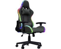 JOYNEXTBUY - Gamestoel - Bureaustoel gaming - Ergonomisch - Massagefunctie - Verstelbare Rugleuning - Max 130 kilo - Leer - Zwart