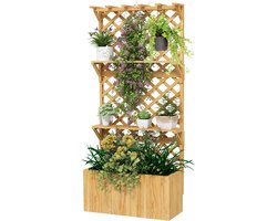 JOYNEXTBUY - Houten Plantenbak Klimrek & Opbergplanken – 52 L – Natuurlijke Afwerking – Weersbestendig - Tuin, Balkon & Terras