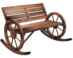 JOYNEXTBUY - Houten Tuinschommelbank 2-zits - Schommelbank voor Tuin, Balkon & Terras - Weerbestendig - Max. 240 kg - Walnootkleur
