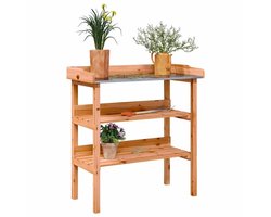 JOYNEXTBUY – Massief Houten Plantentafel – 78 × 38 × 82,5 cm – Bruin – Tuinwerktafel met Opbergruimte – Gemakkelijk Schoon te Maken – Voor Tuin, Balkon, Kas & Terras