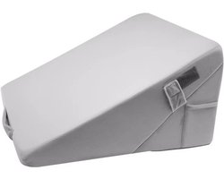 JOYNEXTBUY - Orthopedisch Leeskussen met Verstelbare Rugsteun - Driehoekig Wigkussen voor Bed en Bank - Tegen Reflux - Lichtgrijs