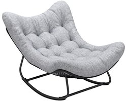 JOYNEXTBUY - Schommelstoel Tuin - Houten Schommel Fauteuil - Gewatteerd Zitkussen - Tuinstoel voor Tuin, Balkon & Terras - Zwart