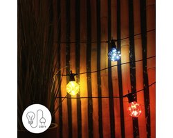 JPro 20 Full Color Lichtsnoer Buiten op Netstroom - Tuinverlichting LED - Buiten Lichtslinger - 20 LEDs Tuinverlichting Met Stekker -20+1,5m