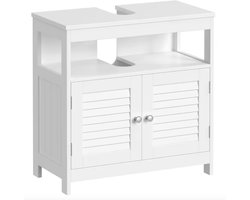 J&R Badkamerkast - Goosteenkast - Kastje badkamer - Wastafel kast - Kast met deurtjes - Onderkast - Badkamer meubel - Hout - Wit - 60x30x60cm