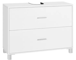 J&R Badkamerkast - Goosteenkast - Kastje badkamer - Wastafel kast - Kast met lades - Badkamer meubel - 2 lades - Breed - Hout - Wit - 80x30x60cm