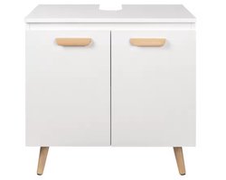 J&R Badkamerkast - Kastje badkamer - Wastafel kast - Badkamer meubel - Onderkast - Basic badkamer kast - Hout - Wit - 60x60.5x40cm