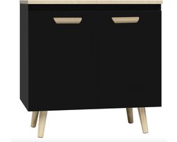 J&R Badkamerkast - Kastje badkamer - Wastafel kast - Badkamer meubel - Onderkast - Basic badkamer kast - Hout - Zwart - 60x60.5x40cm