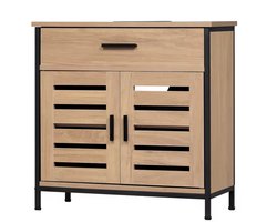 J&R Badkamerkast - Kastje badkamer - Wastafel kast - Kast met lade - Badkamer meubel - Verstelbare plank - Hout - Metaal - Bruin - 60x60x30cm