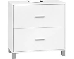 J&R Badkamerkast - Kastje badkamer - Wastafel kast - Kast met lades - Badkamer meubel - Hout - Wit - 60x60x30cm