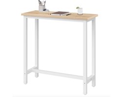 J&R Bartafel - Hoge tafel - Smalle tafel - Tafel - Bar - Houten blad - Metalen frame - 100x40x100cm - Light oak - Wit