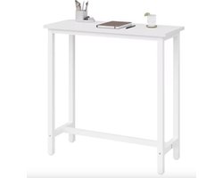 J&R Bartafel - Hoge tafel - Smalle tafel - Tafel - Bar - Houten blad - Metalen frame - 100x40x100cm - Wit