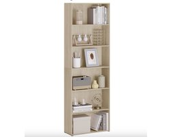 J&R Boekenkast - Bruine boekenkast - Plankenkast - Opbergkast - Kast - Hout - Light Oak - Bruin - 23.5x60x180cm