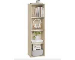 J&R Boekenkast - Lage boekenkast - Bruine boekenkast - Plankenkast - Opbergkast - Kast - Hout - Light Oak - Bruin - 30x24x106cm