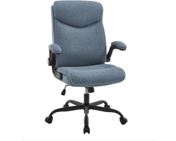 J&R Bureaustoel - bureau stoel - Gaming stoel - Game stoel - Stoel - Stoel op wielen - Verstelbare armsteun - Hoogte verstelbaar - Katoen - Blauw