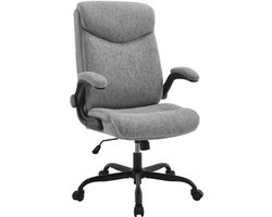 J&R Bureaustoel - Bureau stoel - Gaming stoel - Game stoel - Stoel - Stoel op wielen - Verstelbare armsteun - Hoogte verstelbaar - Katoen - Grijs