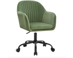 J&R Bureaustoel - Kantoor stoel - Stoel - Eettafel stoel - Fluwelen stoel - Kaptafel stoel - Hoogte verstelbaar - Draaibaar - 360 graden - Fluweel - Groen