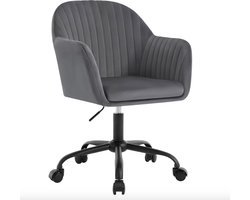 J&R Bureaustoel - Kantoor stoel - Stoel - Eettafel stoel - Fluwelen stoel - Kaptafel stoel - Hoogte verstelbaar - Draaibaar - 360 graden - Fluweel - Grijs - Donkergrijs